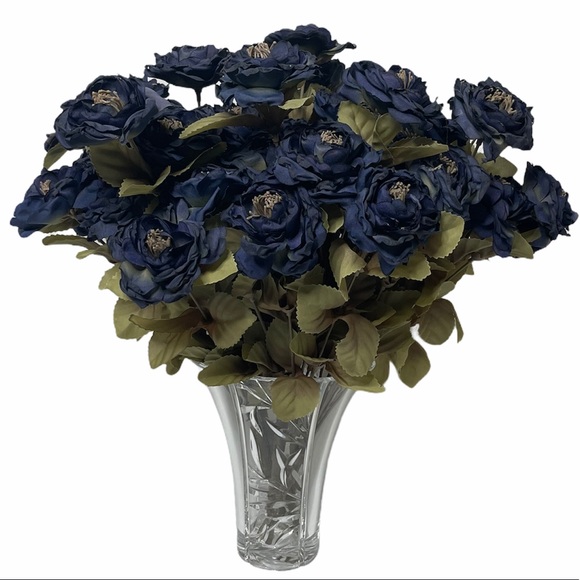 Deep Midnight Fantasy Silk Flower Bushes Set of 5 - Picture 3 of 9